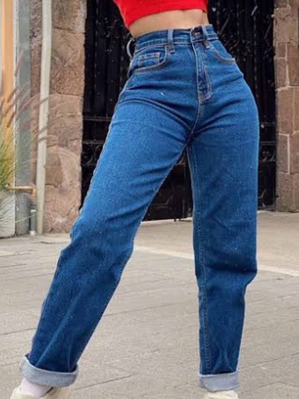 Fashion Nova High-Rise Blue Straight-Leg Jeans